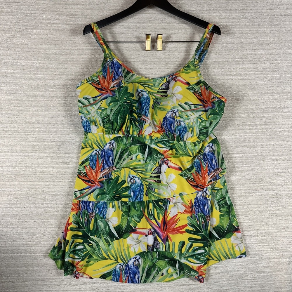 Hanna Nikole Tankini Top Plus 20 Tropical Floral Swim Top Flowy Beach Resort